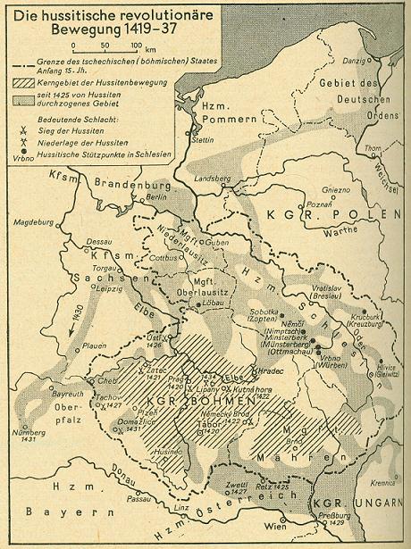 Karte der hussitischen Streitzüge
