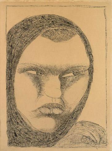 Barlach 1907 Kopf einer russischen Bäuerin mit Kopftuch