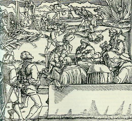 Bauern vor Gericht  Holzschnitt des Petrarca-Meisters 1519/20