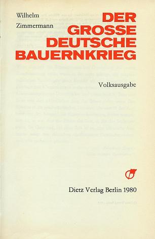 Zimmermann Der Große Deutsche Bauernkrieg Volksausgabe 1980