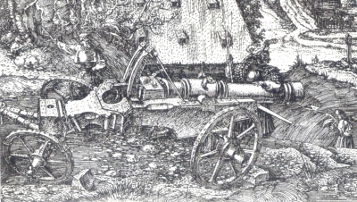 Albrecht Dürer 1518 Eisenätzung  Die große Kanone (Bildausschnitt)