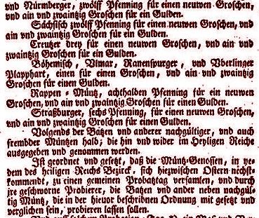 aus der Müntzordnung Kaiser Karls V. 1525