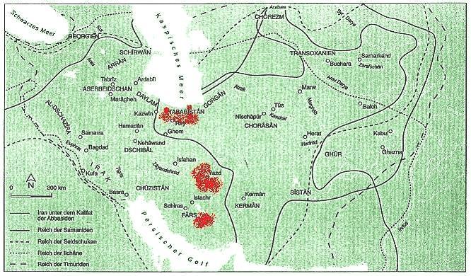 Aufstandsgebiete der Babisten in Persien 1850