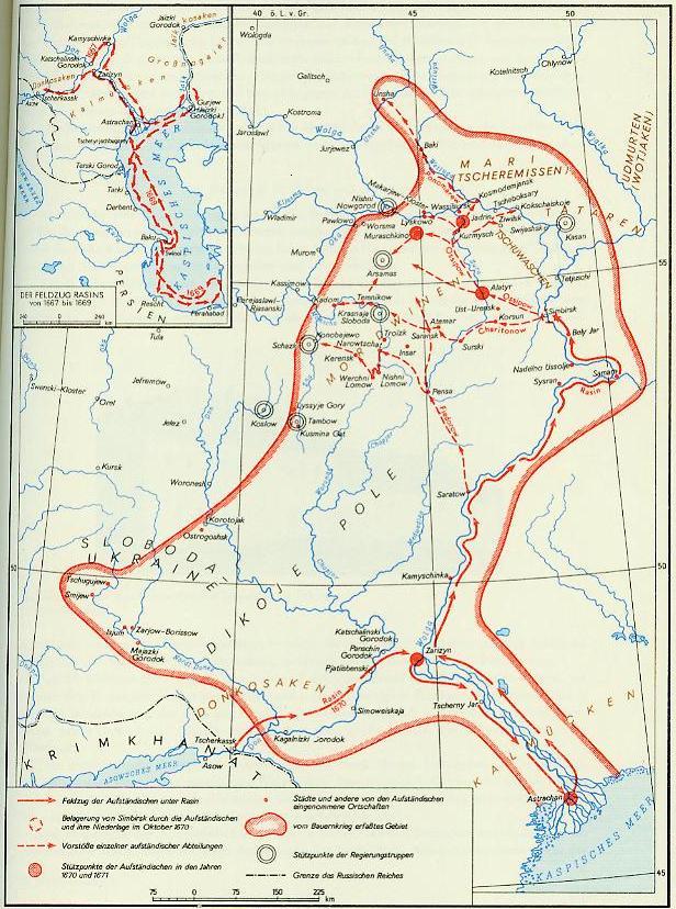 Karten zum Russischen Bauernkrieg unter Stepan Rasin 