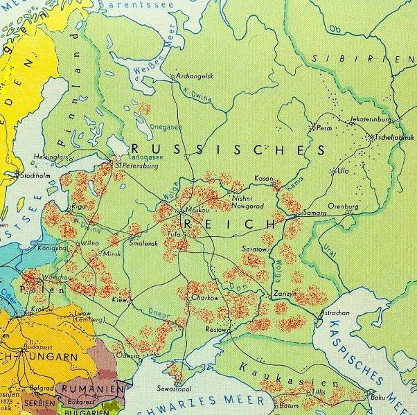 Rußland 1905 - Von der Revolution erfaßte Gebiete