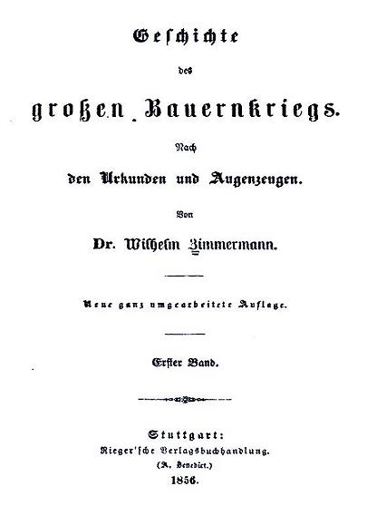 Zimmermann Geschichte des großen Bauernkrieges 1856