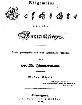 Zimmermann Allgemeine Geschichte des großen Bauernkrieges 1841