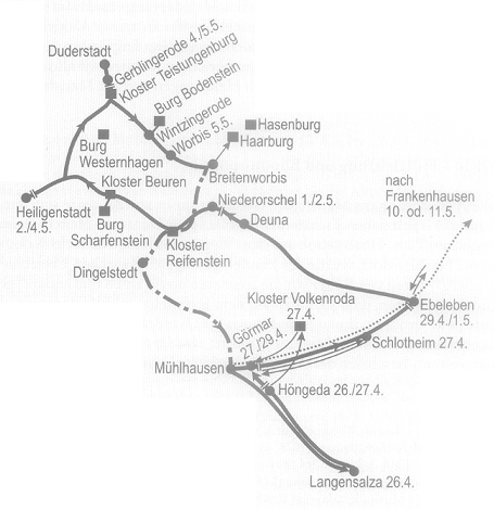 Züge der Aufständischen in Nordthüringen, im Eichsfeld und nach Frankenhausen      Entwurf:     Dr.Thomas T. Müller,  Mühlhausen/Thür., 2016 